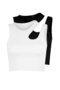 Black-White 2-Pack Cut Out Detailed Fitted Crop Ribbed Flexible Knitted Tank Top TWOSS23AL00006 - 9
