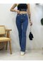Women's High Waist Dark Blue Flare Leg Jeans Lycra Stretchy Jeans - 5
