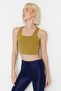 Oil Green Supported/Shaping Back Detail Square Collar Knitted Sports Bra TWOSS22SS0040 - 3