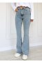 Miya Blue Snow Wash Gold Flare Spanish Jean High Waist Denim Pants