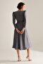 Off-the-shoulder Neckline Flared Skirt Gray Engagement Dress - 5
