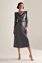Off-the-shoulder Neckline Flared Skirt Gray Engagement Dress - 6