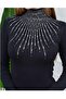 Black Flexible Buzzy Fabric Imported Stone Embroidery Detailed Long Sleeve Mini Dress 5082 - 8