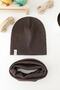 Bitter Brown Ribbed Beanie Neck Collar Set