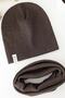 Bitter Brown Ribbed Beanie Neck Collar Set - 3