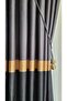 Slub Milano Adde Panel Background Curtain Dark Gray Black Gold Striped Single Wing Closely Pleated 80 X 260
