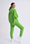 Green Sweatpants Organic Lace-up Women's Regular Fit - 3