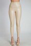 Women's High Waist Leather Beige Tights - 2