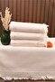 Set of 4 Etamine Jacquard Tasseled Fringed Soft 50*90 Hand and Face Towels Canvas Embroidery