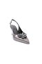 Women's Pointed Toe Buckle Open Back Heeled Shoes Platinum 24423261 - 2