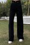 Black Lycra Super High Waist Loose Jean Palazzo Trousers - 3