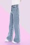 Luna Casual Light Blue Acid Snow Wash Super High Waist 90's Wide Leg Comfort Lycra Palazzo Jeans - 2