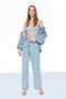 River Casual Light Blue Acid Snow Wash Super High Waist 90's Wide Leg Comfort Lycra Palazzo Jeans - 2