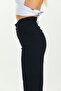 Black High Waist Lycra Belt Gathered Wide Leg Jeans Jeans - 4