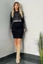 Women's Flexible Black Long Sleeve Mini Evening Dress 5086 - 2