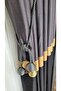 Slub Milano Adde Panel Background Curtain Dark Gray Black Gold Striped Single Wing Closely Pleated 80 X 260 - 4