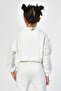 Crew Neck Crop Girl's Sweatshirt - White - 5