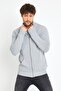 Brüksel Light Gray Zippered Knitwear Sweater Cardigan with Pockets - 2