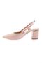 Women's Pointed Toe Open Back Ankle Belt Thick Heeled Shoes Nude 3412534 - 3
