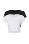 Black-White 2 Pack Fitted Crop Crew Neck Ribbed Stretchy Knitted Blouse TWOSS22BZ0734 - 8