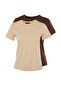 Kahverengi-Bej %100 Pamuk 2'li Paket Basic Bisiklet Yaka Örme T-Shirt TWOSS20TS0141 - 7