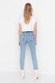 Women's Snow Wash Mom Light Blue High Waist Boyfriend Jean - 5
