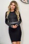 Women's Flexible Black Long Sleeve Mini Evening Dress 5086 - 3