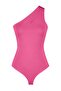 Pembe Asimetrik Yaka Cut Out Detaylı Esnek Çıtçıtlı Örme Body TWOSS23BD00014 - 7