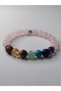 Real Natural Stone 7 Chakra Bracelet with Pink Quartz Stone - 2