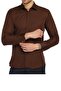 Brown Micro Fabric Slim Fit Solid Color Shirt with Cufflinks - 201-11