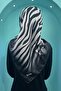 Mother Zebra Patterned Silk Look Stitched Black-white Stylish Writing-mother Scarf Scarf - 2