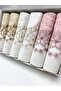 Laced Satin Embroidered Patterned Boxed Luxury Dowry Set 50x90 Set of 6 Hand and Face Towels