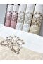 Laced Satin Embroidered Patterned Boxed Luxury Dowry Set 50x90 Set of 6 Hand and Face Towels - 3