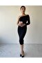 One Sleeve Half Off Shoulder Tulle Dress - 4