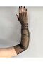 Black Long Tulle Evening Dress Fingerless Gloves - 2