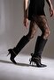 Artsy Chain Accessory Detailed Black Matte 10 cm Women's Boots, Heeled Boots - 4