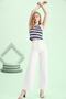 Women's Julia Snow White Super High Waist Lycra Wide Leg Denim Jeans