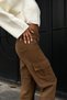 Women's High Waist Brown Cargo Pocket Jeans - 5