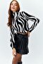 High Collar Zebra Patterned Knitwear Black Women's Sweater - 5