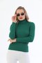 Women's Emerald Corded Knitwear Turtleneck Turtleneck Sweater 100% Cotton Knitwear - 5
