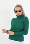 Women's Emerald Corded Knitwear Turtleneck Turtleneck Sweater 100% Cotton Knitwear - 7