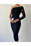 One Sleeve Half Off Shoulder Tulle Dress - 6