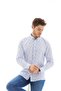 قميص رجالي بأكمام طويلة من الليكرا مطبوع باللون الأبيض مع صندوق هدايا Slimfit