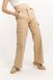 Women's High Waist Beige Color Cargo Pocket Jeans - 3