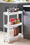 Vesken White 3-Piece Rectangular Shelving Unit with Wheels Bathroom Kitchen Organizer Shelf Modern Storage Shelf