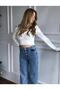 Cerny 90's Snow Wash Blue Lycra Super High Waist Loose Jeans Palazzo Trousers - 2