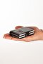 Black Leather Double Aluminum Mechanism Card Holder Unisex - 2