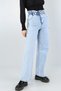 Women's Snow Wash Blue Wide Leg Mold Elastic Waist High Waist Jeans - 3