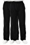 Pipe Wide Leg Men's Black Double Sweatpants ((Se))