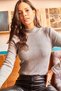Women's Gray Half Fisherman Hooded Camisole Blouse BLZ-19000599 - 3